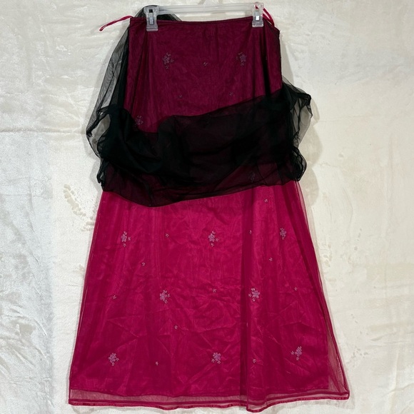 Vintage dELiA*s Maxi Skirt sz 9/10 HotPink
With Black Mesh FairyGrunge RenFaire - Picture 7 of 13